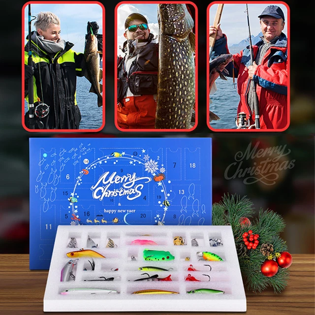 2025 Calendario dell'Avvento da pesca 24 giorni Set di esche da pesca Pesca Calendario dell'Avvento di Natale Regalo di pesca di Natale per il pescatore  15