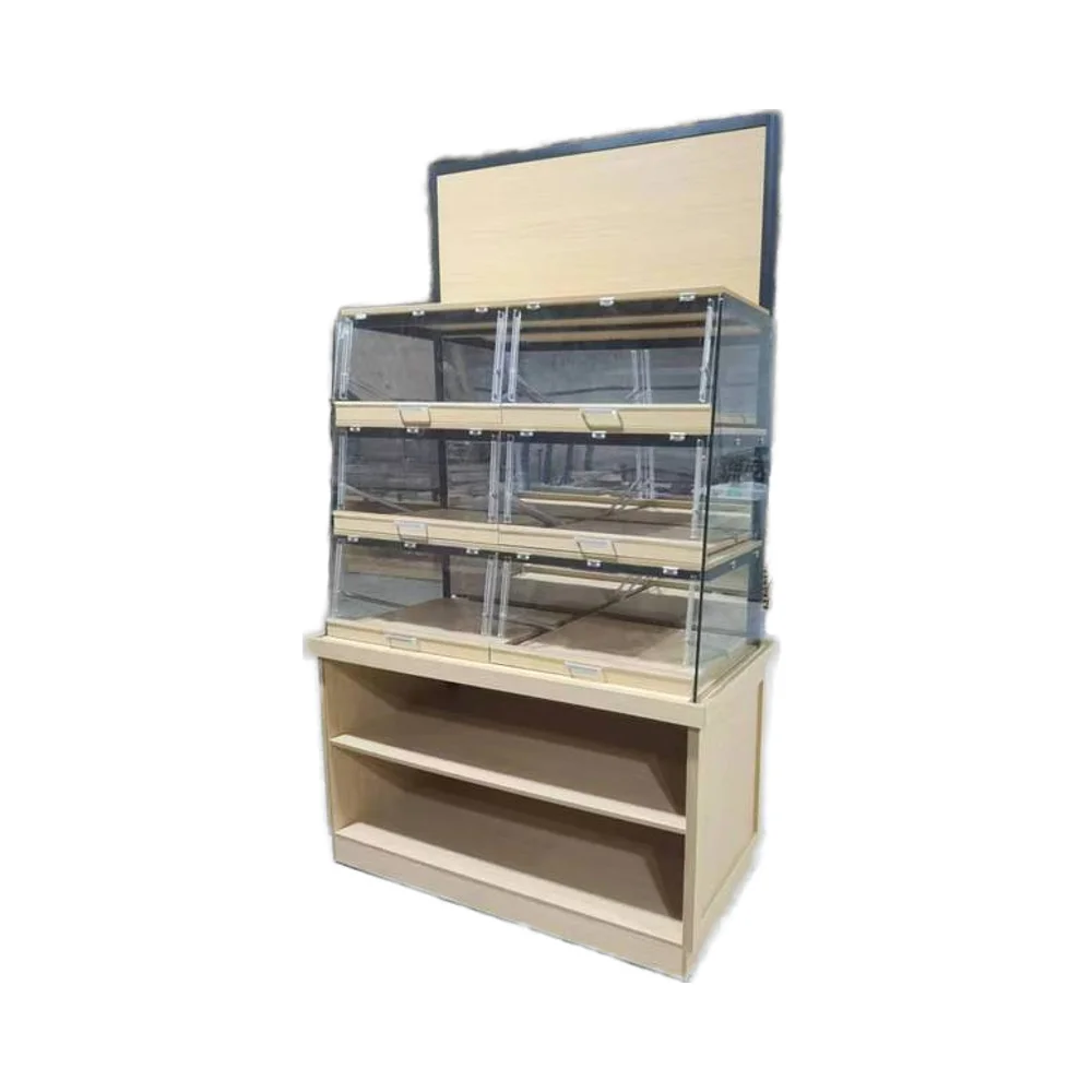 Light Duty Bread Display Shelf Retail Shop Supermarket Shelving Made of MDF Wood and Metal for Bakery Use
