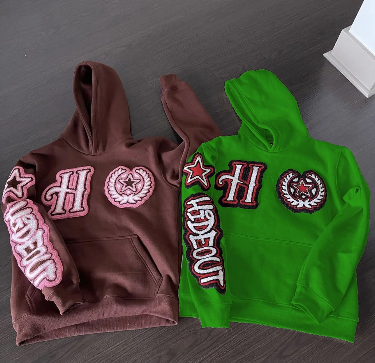 Wholesale Embroidery Hoodies Luxury Custom Oversized Heavyweight Cotton Fleece Chenille Patch Embroidered Men Hoodie gallery 3