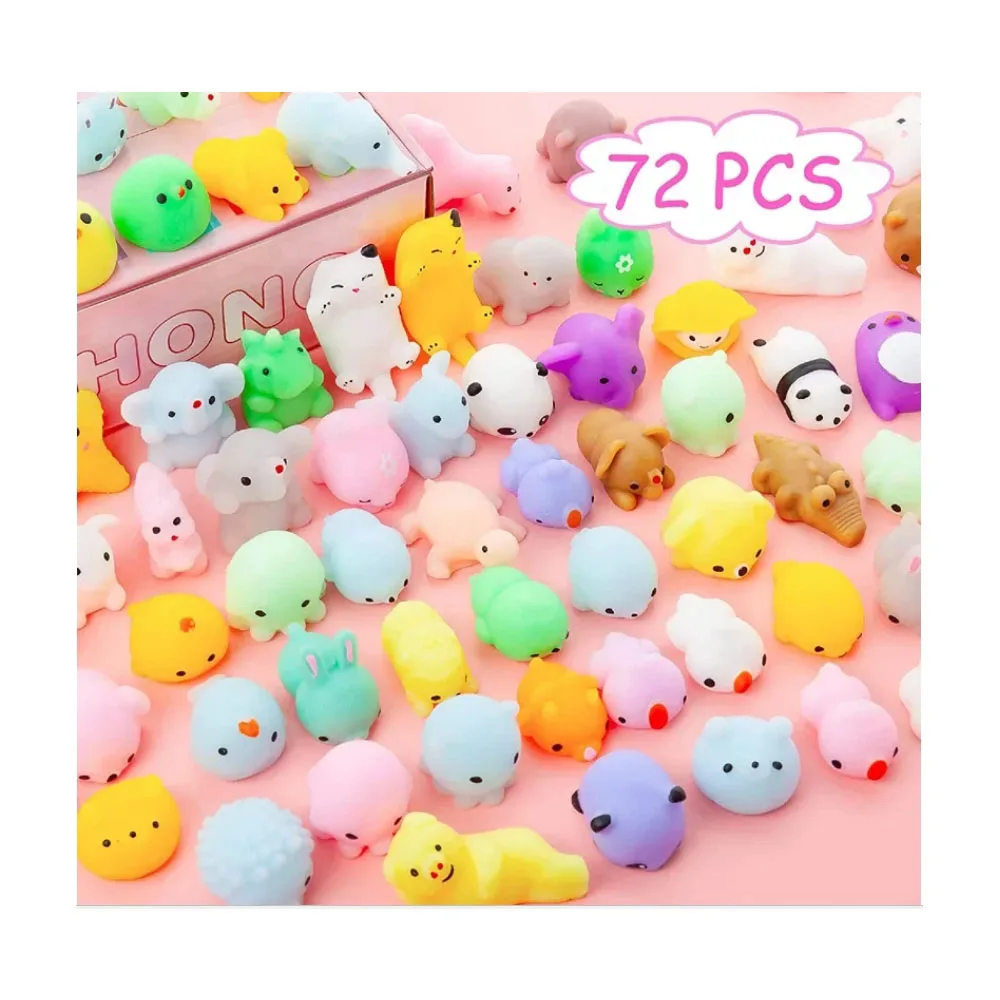 Set De 7 Squishy Taba – Pingouin, Patte De Chat Arc-en-ciel, Biscuits – Jouet Anti-stress Sensoriel TPR – Cadeau Kawaii