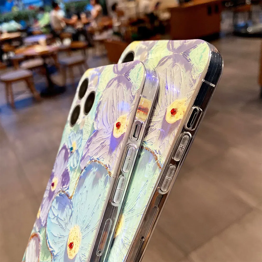 Oil Painting Flower Phone Case For iPhone 15 14 13 12 11 Plus Pro Max Diamond Sjk211 Laudtec factory