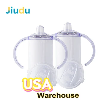 USA Warehouse 12oz Sippy Cup Sublimation Tumblers with 2 Lids Stainless Steel Straight Kid Blanks Sublimation Seamless Sippy Cup