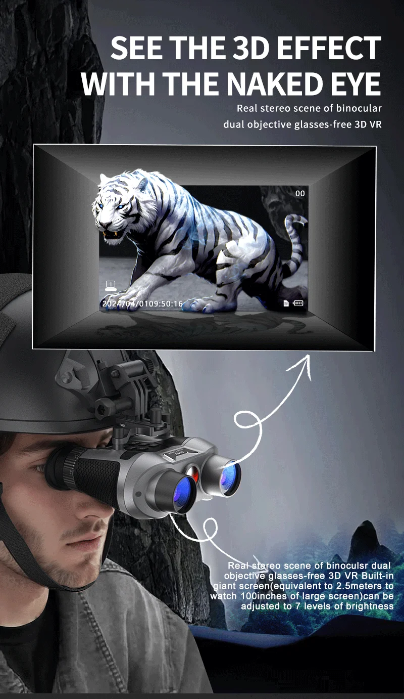 VR303 Kopfmontiertes, wiederaufladbares 4K UHD Video Foto 3D VR Infrarot-Nachtsichtbrille Kopfmontage-Fernglas für 1000 m Entfernung – Detail 6