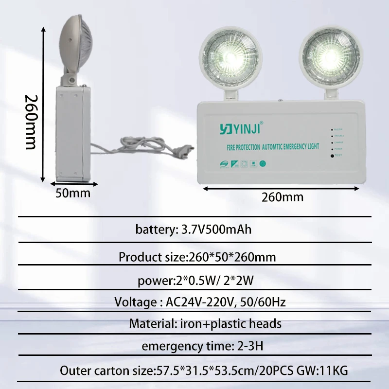 High Standard Rechargeable Exit Home System Fan Two Heads Led Emergency Light Rechargeable Twin Head Emergency Light