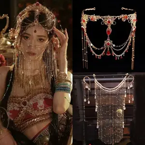 Western Princess Style Hanfu Forehead Ornaments Dancer Tassel Ancient Costume Hair Ornaments Headdress Ancient Style Accessories