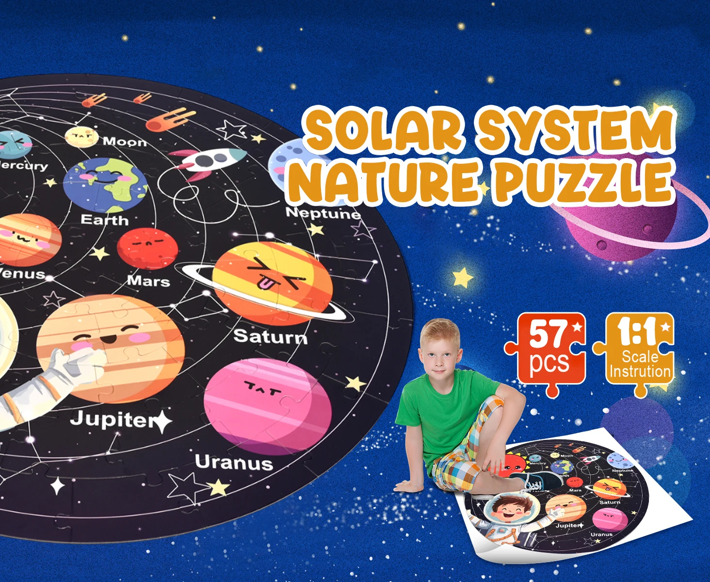 Solar System Planets Education Learning Kids Large Jigsaw Puzzles Toys ...