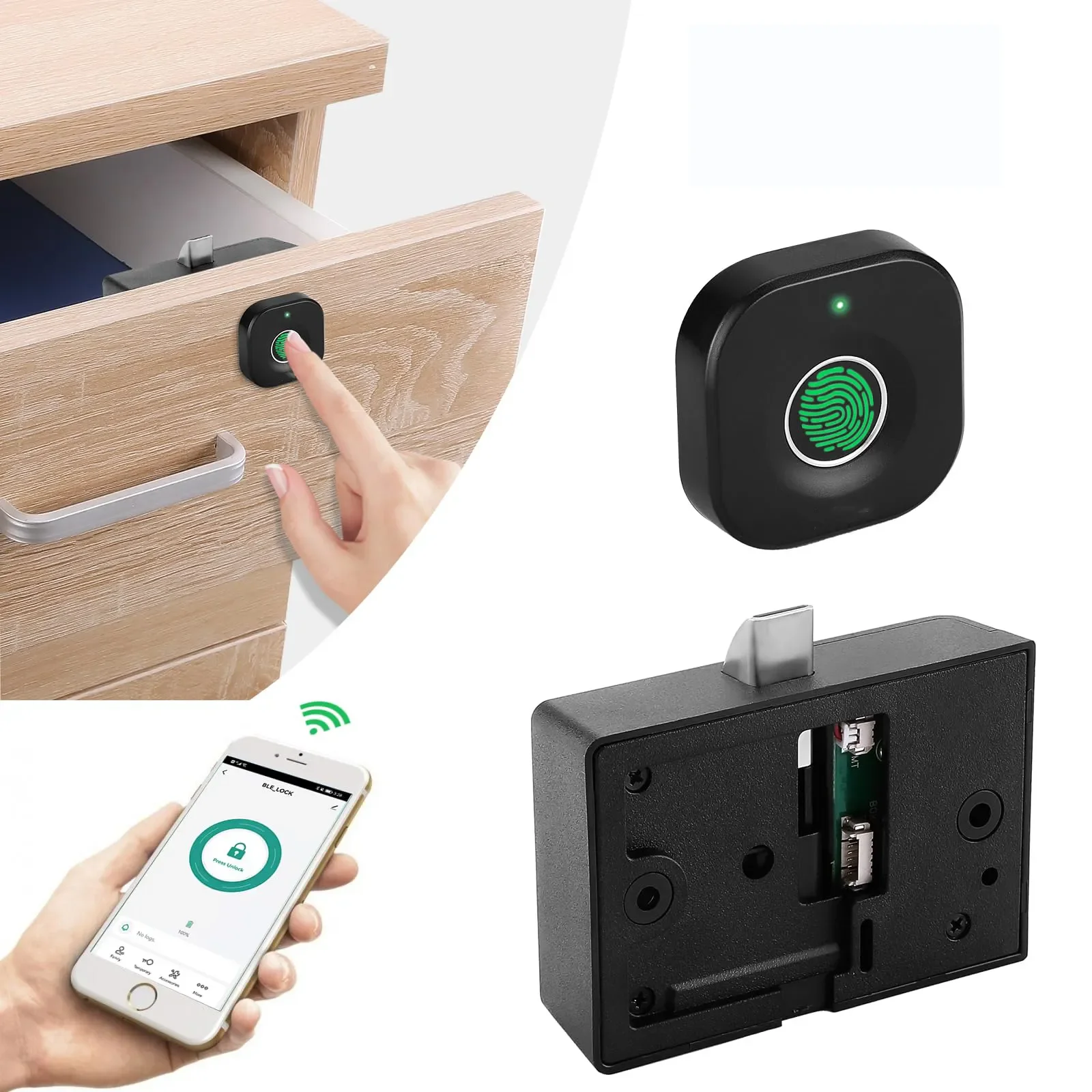 Tuya  Fingerprint Cabinet Locks Biometric Keyless Wooden Box Furniture Drawer Fingerprint Locks