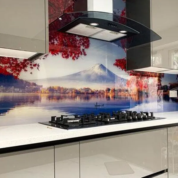 Lacquered Glass Kitchen Splash Back Custom Printed Landscape Splashbacks Tempered Toughened Thermal Glass