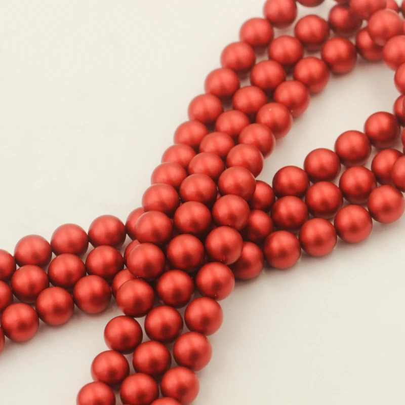 Hot Sale 5810 String Round Shape Deep Red Loose Pearl Beads with Hole ...