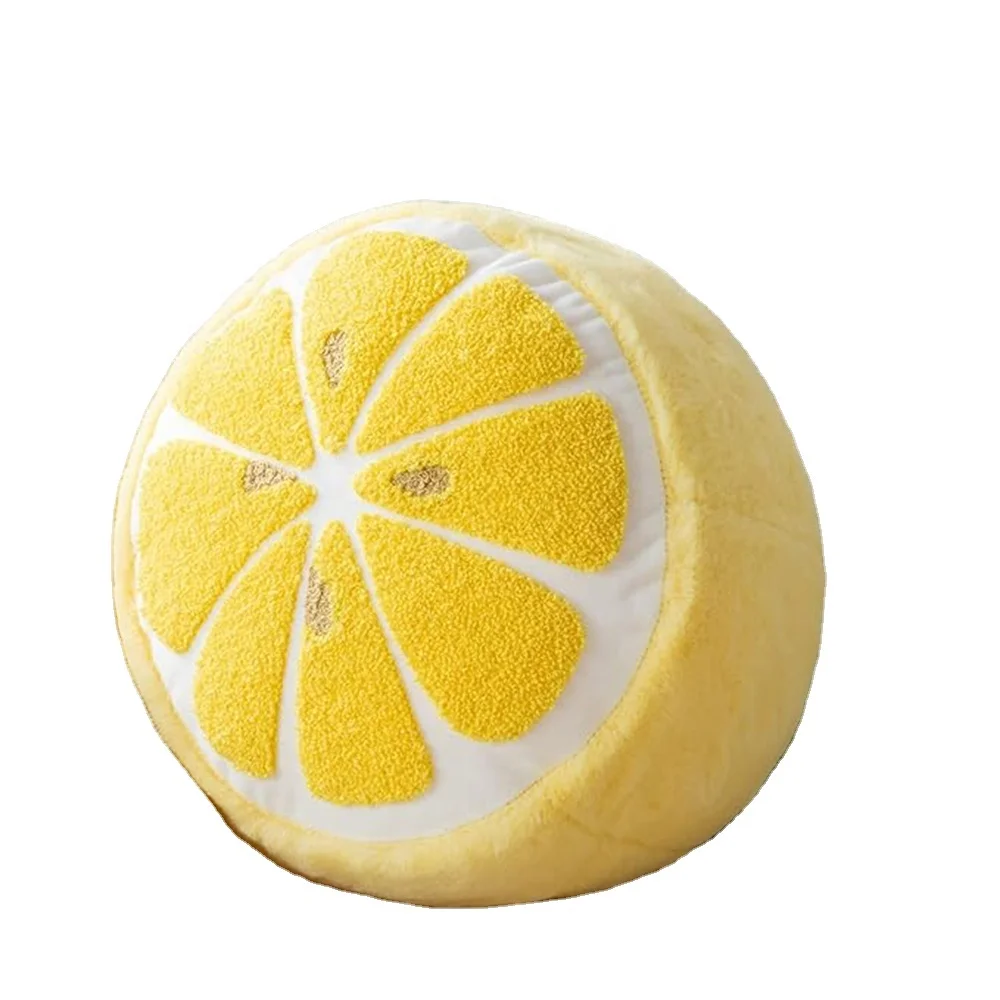 Fun Home Decor of Fruit Themed Shaped Cushion Lemon Shaped Throw Pillow for Couch Bed and Chair