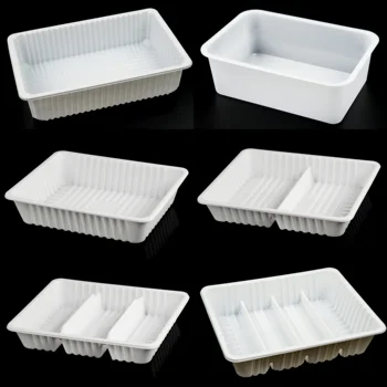 Customized Food Grade White Plastic Blister Supermarket Fruit Meat Packing Disposable Frozen Food Packaging Pp Fresh Meat Tray