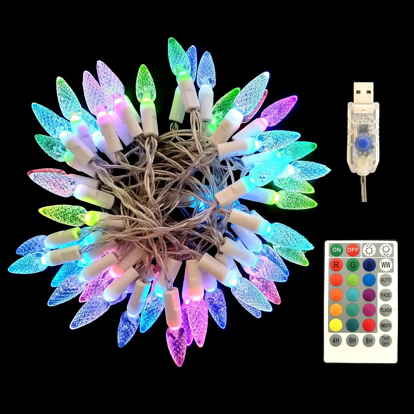 16 Color Rgb C6 Strawberry Battery Lights Wireless Remote Control