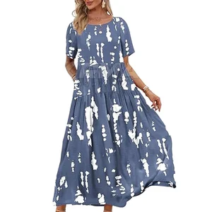 New Arrival Women's Cotton Casual Dresses Solid Breathable Vintage for Outdoor Use Fashionable Summer Wear Straight Silhouette