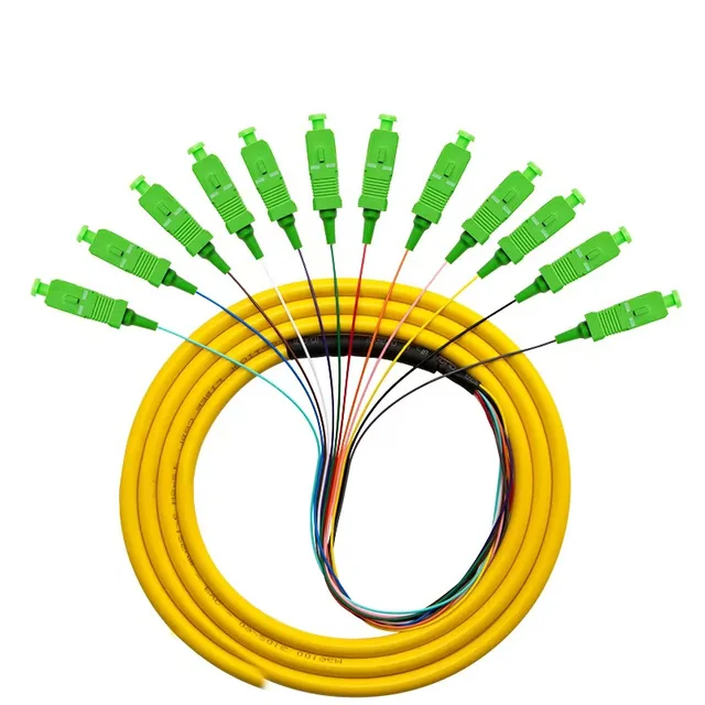 Jue Hong Single Mode 9/125 Fiber Pigtail 12 Color 0.9mm Simplex Fiber Optic Pigtail 1M/1.5M SC/APC SC/UP Pigtails