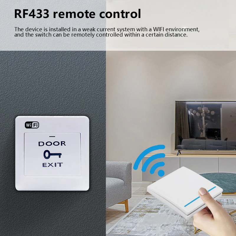 DC 3V Tuya Wifi Smart Switch Door Exit Push Release Button Smart Switch for Access Control System Smart Life App Remote Control