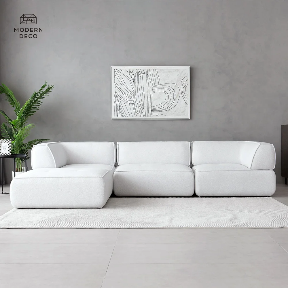 2024 Novi trendovi Italijanski bijeli boucle modulski sofa sekcionalni HN131 Proizvođač proizvoda Prilagođeno na narudžbu