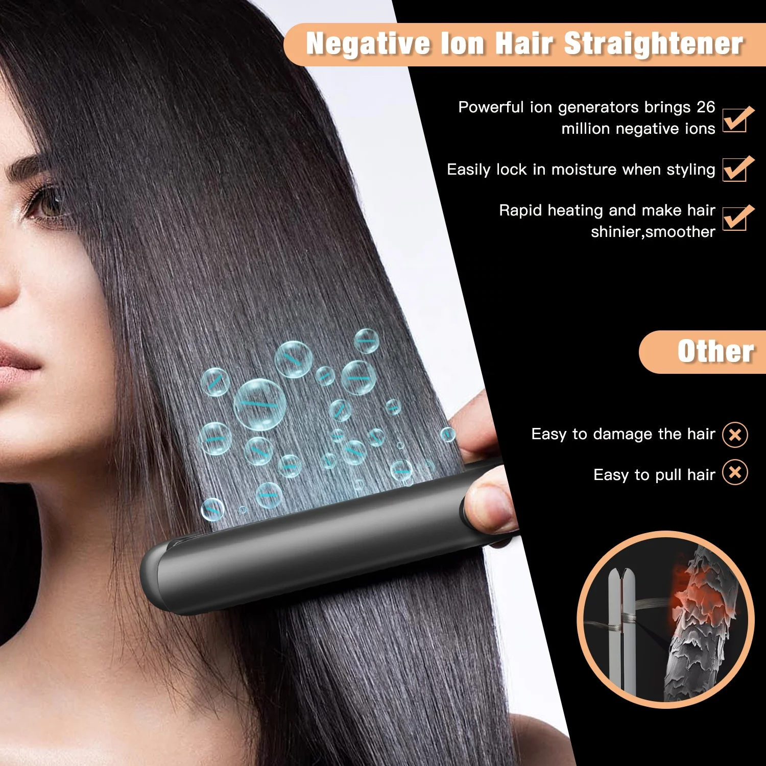 Lena Custom Fast Heated Floating Plate 480 500 Degrees Flat Irons Titanium Hair Straightener for Keratin Treatment