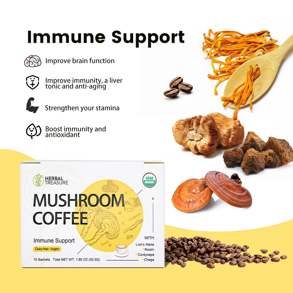 Instant Coffee  4 in 1 Mushroom Coffee  Instant Coffee  with Reishi Chaga Lions Mane Cordyceps Medicinal Mushroom