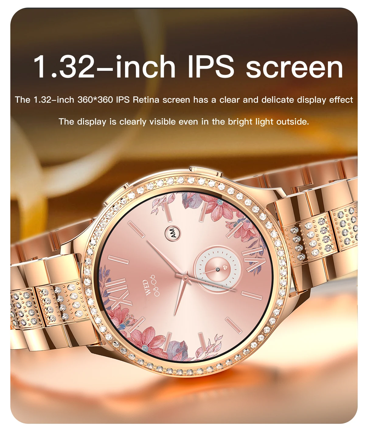 Diamond Smartwatch Ak Women Waterproof Heart Rate Wristwatch Lady Female Smart Bracelet