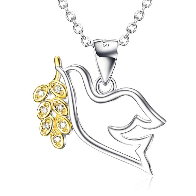Wholesale ATHENAA joyas plata 925 Sterling Silver Necklace Dove 18K Gold Plated Jewelry al por mayor From