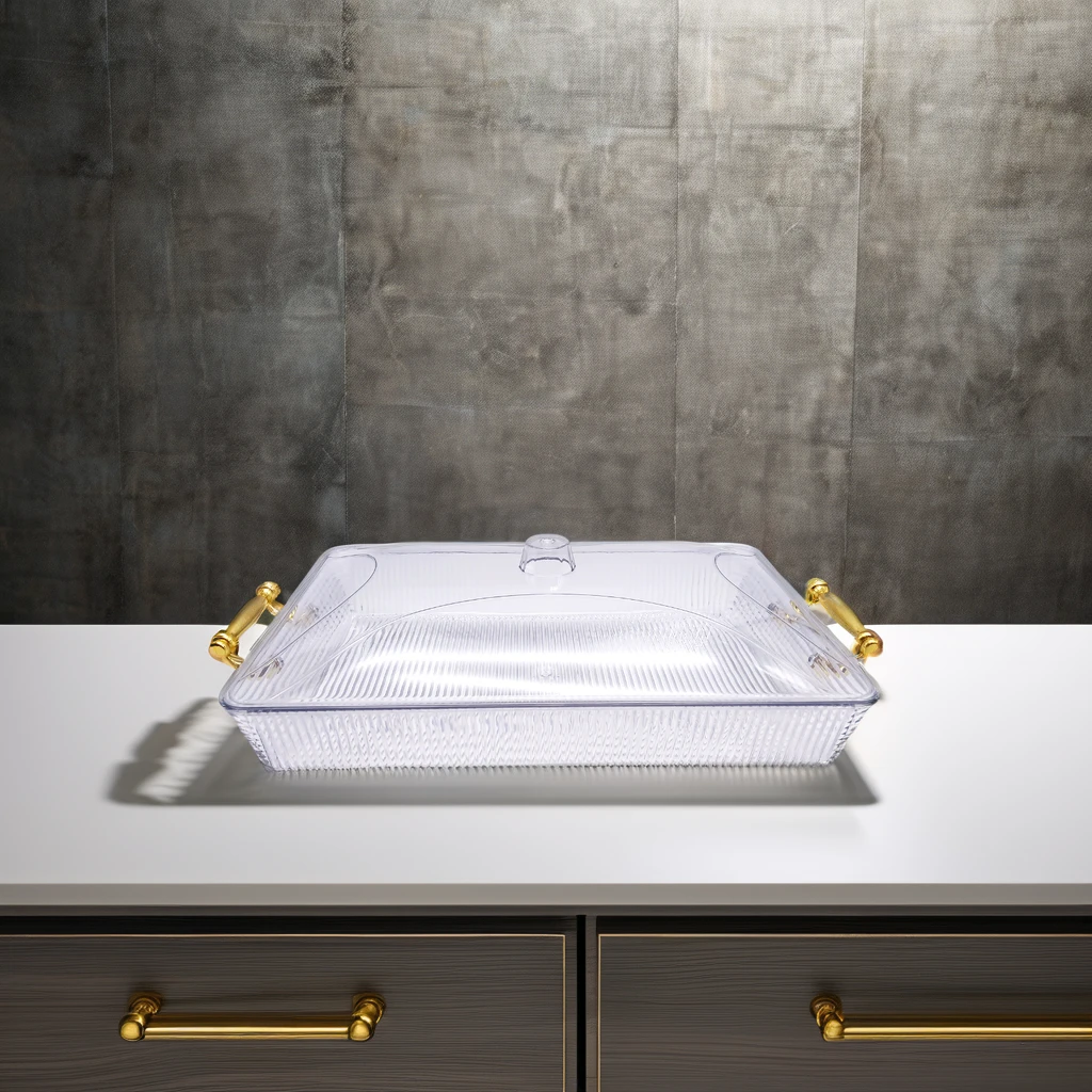 Classically Designed 3-Piece PET Dry Fruit Tray Set Transparent Plastic Coffee Table Snack Plate Gold Silver Edges Home Wedding