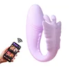 Huevo vibrador portátil con forma de mariposa de plumas - versión morada para app