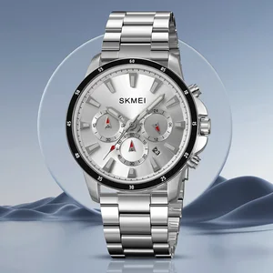 SKMEI 2295 Men's Luxury Retro Business Cartoon Minimalist Stainless Steel Band Quartz Watch Glass Pointer Water-Resistant Alloy