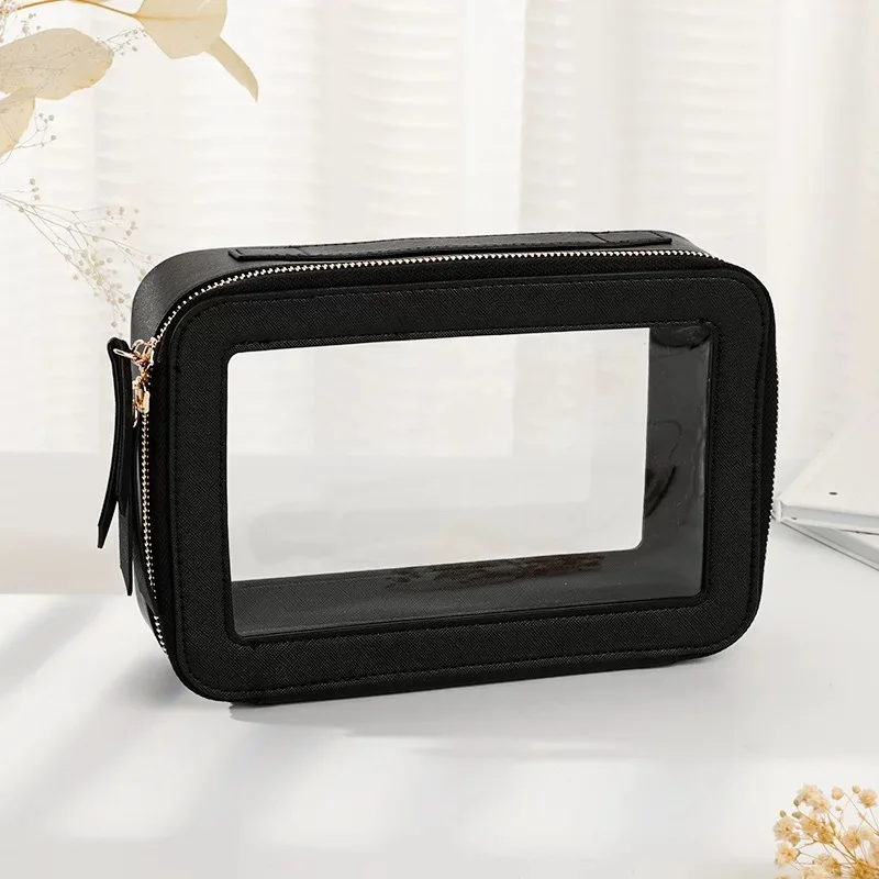 Hot-selling product clear makeup bag with PU ECO material waterproof leather cosmetic bag for woman travel cosmetic storage