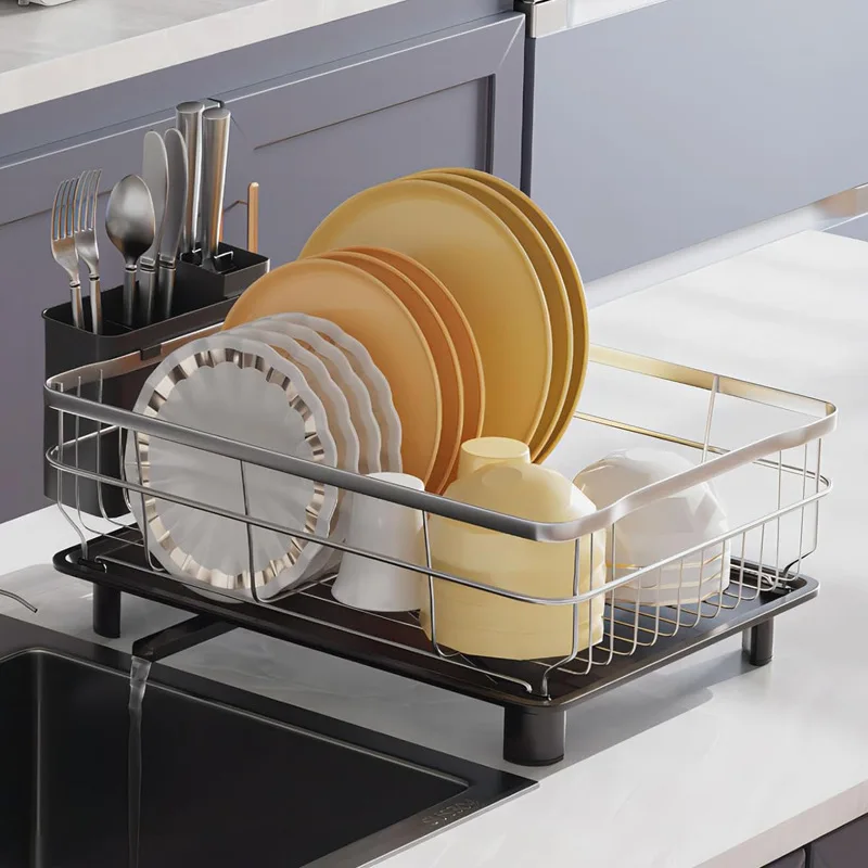 Drying Rack Steel Wire Mesh Expandable Steel Dish Storage Rack Dish Drainer Kitchen Dish Drying Rack