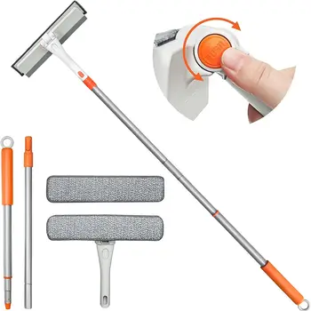 hot sale window squeegee cleaning tool with extendable handle 2 in 1 rotatable tool with 180 rotating head