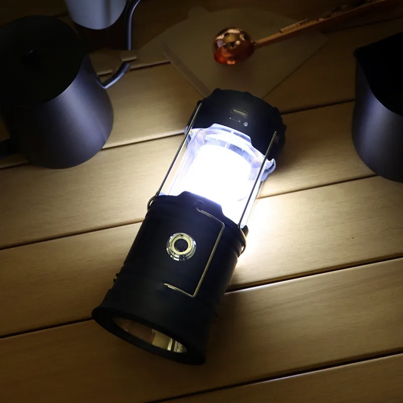 Solar Camping Lantern Lamp LED Outdoor Light Tent Hanging Lamp USB Rechargable 