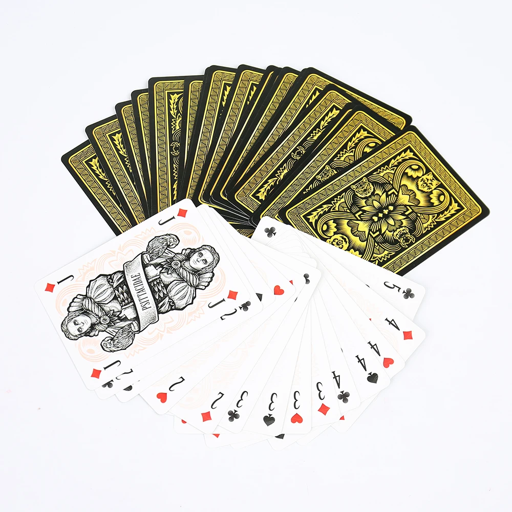 Customized Special Paper Playing Cards Set Hot Stamping Embossing 2 in 1 Poker Card with Fild Box