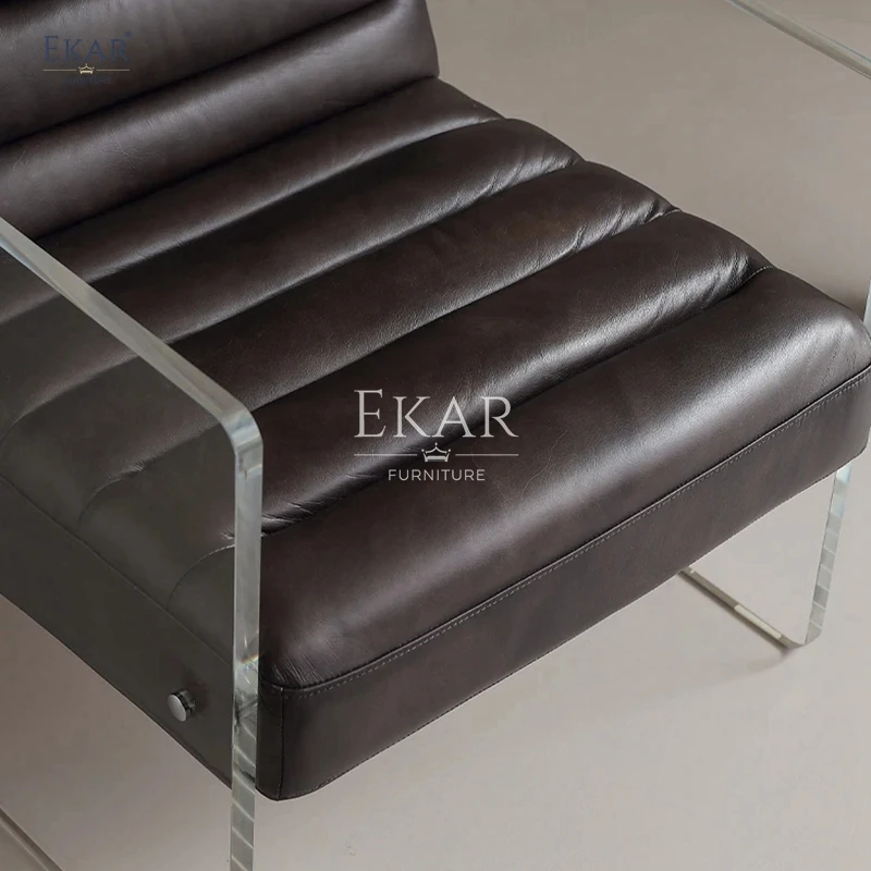 product new faux leather living room lounge chair with acrylic armrests modern chair-62