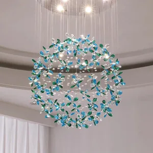 JACKSUN Modern Glass Pendant Lamp Crystal Chandelier Creative Pendant Lighting for Hotel Villa