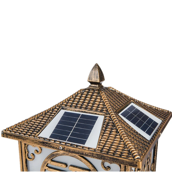 All In One Outdoor Theme Park Hotel Garden Classic European Solar Main Gate Post Pillar Light