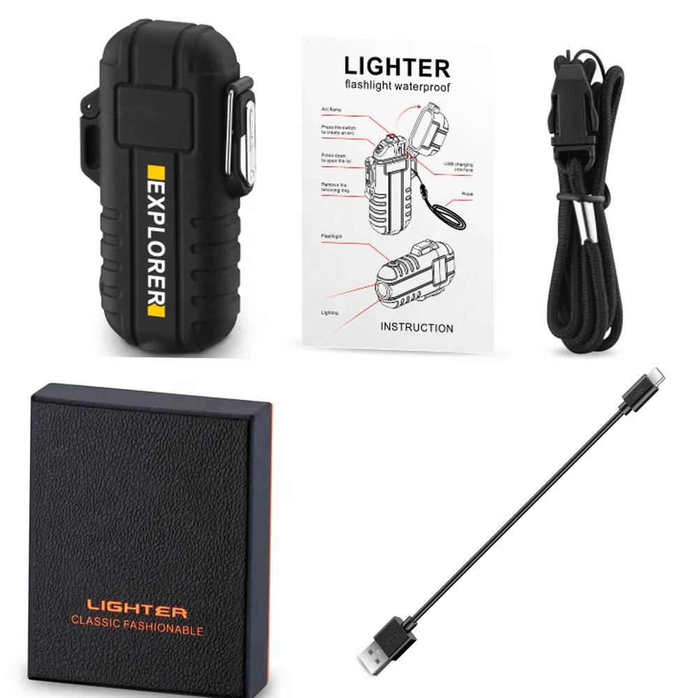 Explorer Outdoor Use Waterproof IP67 Lighter Pulse Plasma Smoking Lighter  USB Charging Electric Metal Lighter