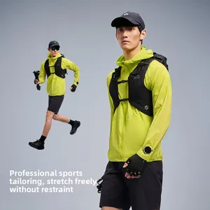 Pelliot Outdoor Men's Hooded Jacket Professional Trail Running Breathable Casual Top with Stand Collar Zipper Closure for Summer