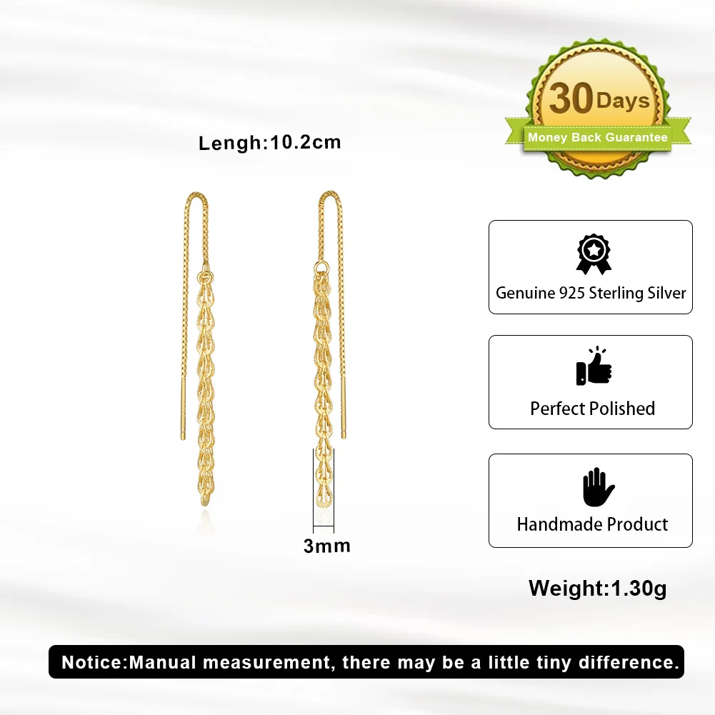 SE399 RINNTIN Hiphop 14K Gold Plated Tassel Earrings