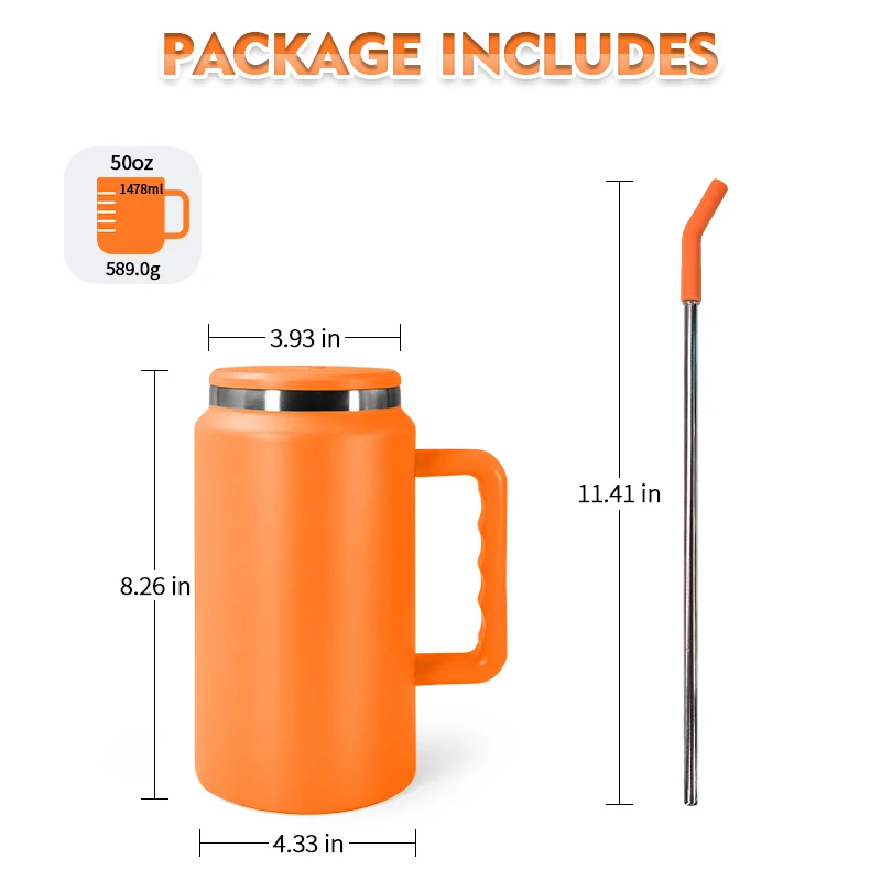 New Custom Coffee Mug Tumbler 50oz Stainless Steel Color Powder Coated ...
