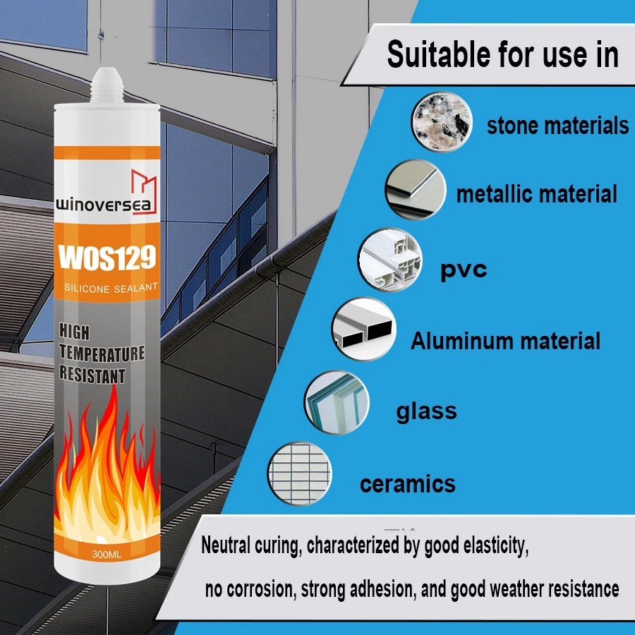 129 Fireproof High Temp Silicone Sealant Heat Resistant Caulk High Temperature Silicone Sealant