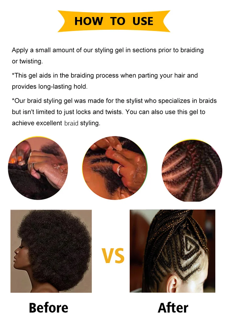 4oz 100ml Strong Hold Wax Hair Edge Control Gel Shine And Jam Gel Hair