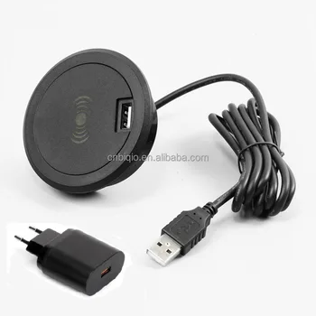 Tabletop Hidden Recessed 15W Wireless Charger Table With USB +Type C Charger & EU Adapter For Furniture