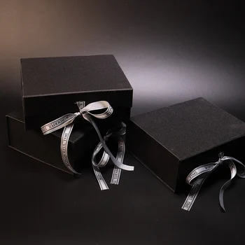 Luxury Black Book Shaped Rigid Cardboard Foldable Gift Box Custom Print ...