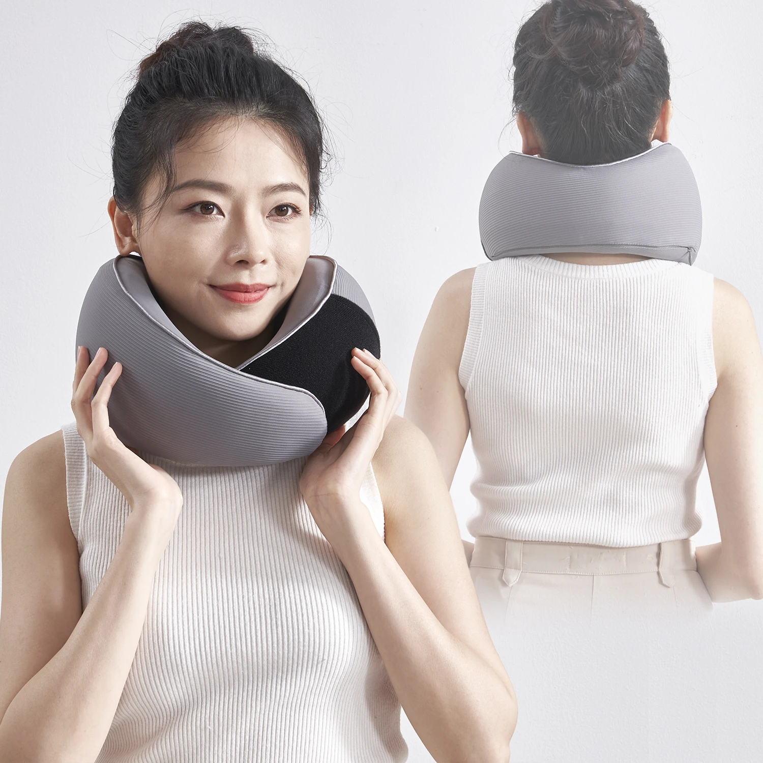 Saien 3 In 1 Cooling Ushape Travel Pillow For Airplane Memory Foam