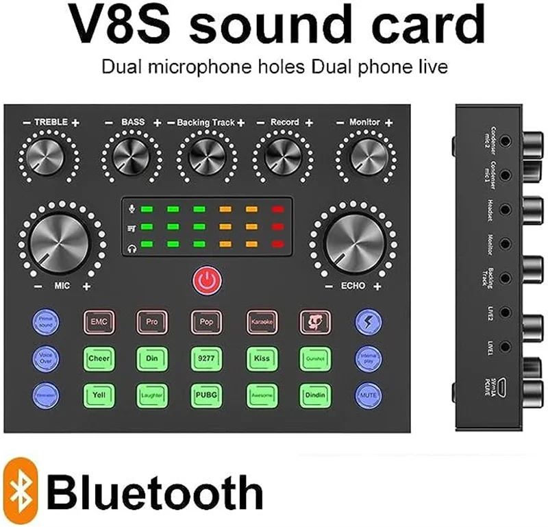 BM800マイク付きV8Sライブサウンドカード、ゲームプレーヤーと