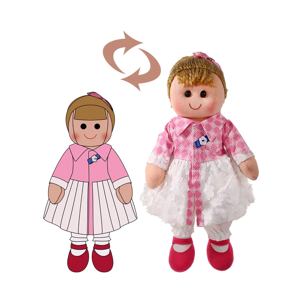 Оптовая продажа мягкая плюшевая тряпичная кукла чистая с розовым платьем дешевая индивидуальная принцессы для