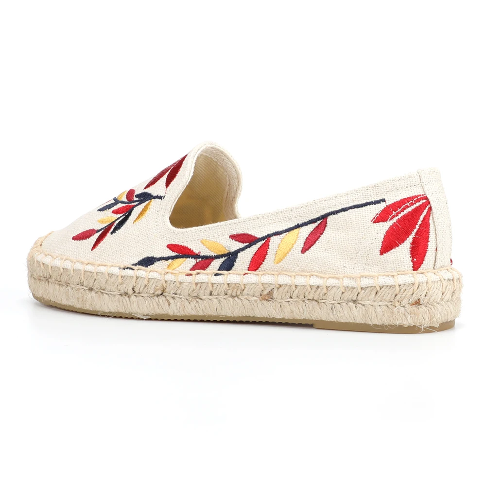 Женские холщовые Эспадрильи с вышивкой в виде Цветных Листьев
