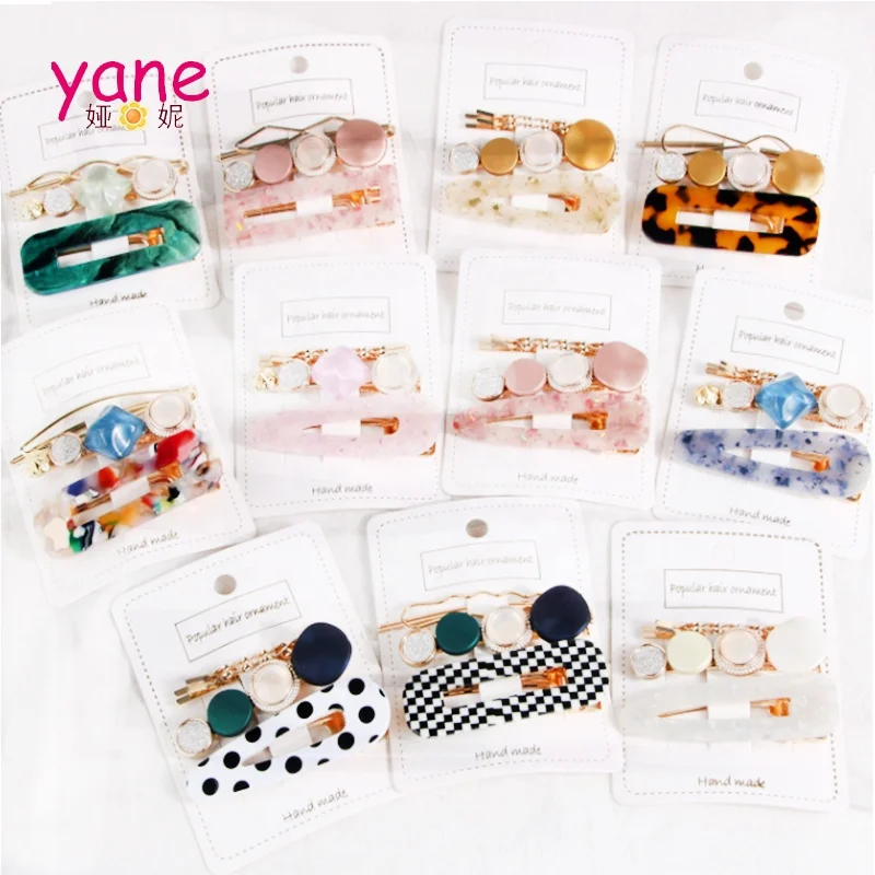 Sweet Style Colorful Cat Eye Resin Hair Clip Acrylic Metal Grips