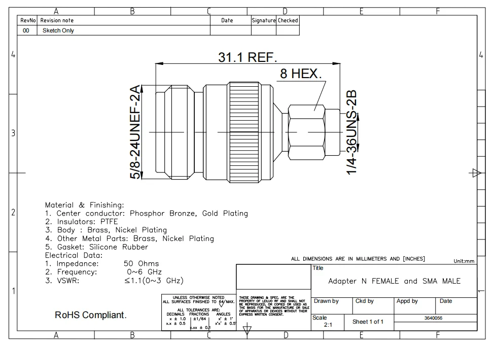 product coaxial adapter plug connector male clamp type coaxial cable connector441-2