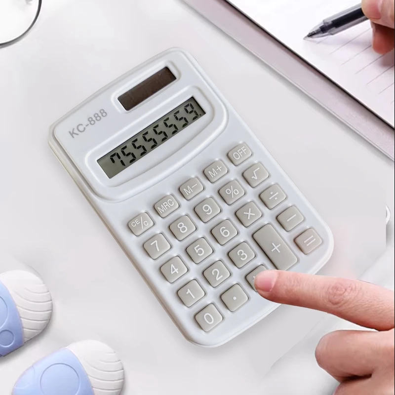 Basic Standard Calculators Small Digital LCD Display Portable Pocket Size 8-Digit Solar Power Smart Calculator for Kids Office